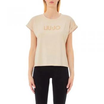 T‑shirt logo Liu Jo tono neutro beige
