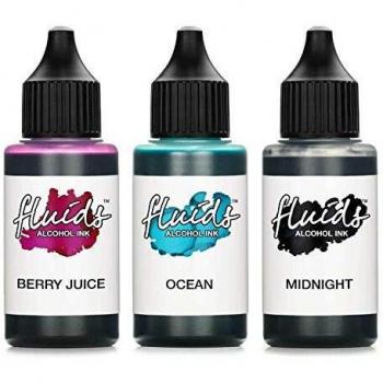 Alkohol‑Ink Trio für Fluid Art – 3×30 ml (BERRY JUICE, OCEAN, MIDNIGHT)