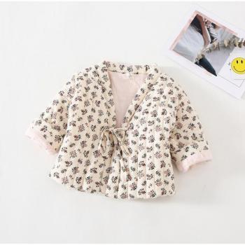Abrigo de algodón para bebés, diseño coreano, 2 colores, estampado floral, novedad de invierno