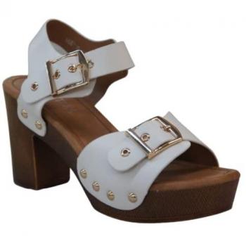IVACHY Women's White Wood-Effect Heel with Buckle – 5