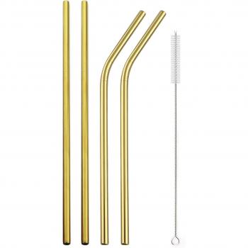 18/10 Stainless Steel Reusable Straws Set with Cleaning Brush and Bag (1/5 Pcs)