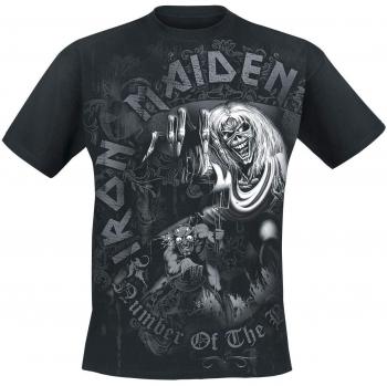 Iron Maiden T-shirt – Number Of The Beast (Grey Tone), M–XXL, svart, herr