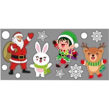 Decoración Navideña de Ventana con Santa Claus y Copos de Nieve