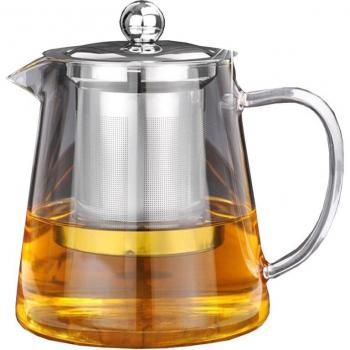 Tetera de vidrio transparente con colador de acero inoxidable, 5 tamaños, 380 ml