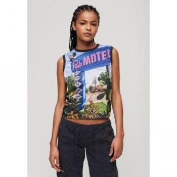 Superdry Débardeur Femme Graphique Gris-Bleu