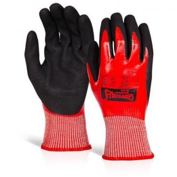 Beeswift Red Nitrile Cut D Gloves - Waterproof - Small - Pack of 10