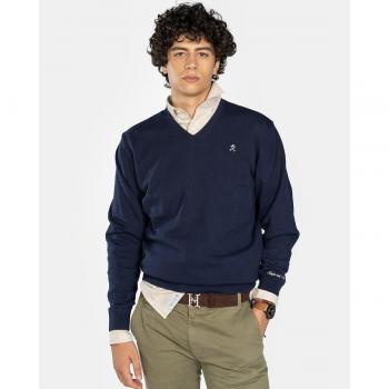 Harper & Neyer - Jersey de hombre de color azul marino y cuello pico