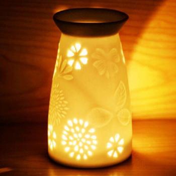 Lámpara de Vela Cerámica con Diseño de Flores