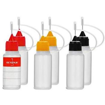 6 x 10 ml Quetschflaschen für E-Shishas und Öle mit Farbcode Kappen