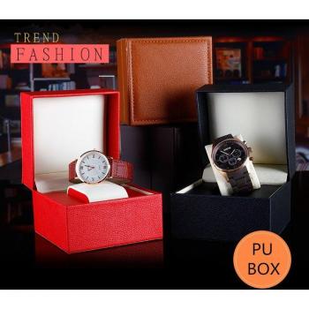 High-Quality Black PU Leather Single Watch Storage Box W088