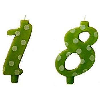 Candelina Maxi per Torta Sagomata Numero 1 Pois Verde Lime cm 10