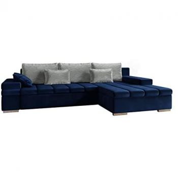 Sofá rinconero comfivo 169, azul, función de descanso, caja de ropa de cama, 310x175x83cm