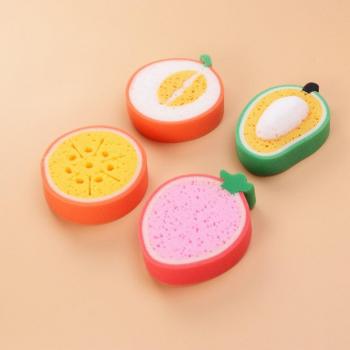 4pcs Child-Friendly Cartoon Bath Sponges (Kiwi, Strawberry, Orange, Mango)