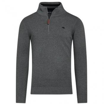Classic Charcoal Quarter Zip Knitted Pullover (Cotton/Cashmere) – Men’s L