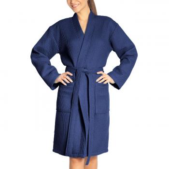 Vossen Damen Bademantel Rom, Einfarbig, Gr. M (40/42), Blau