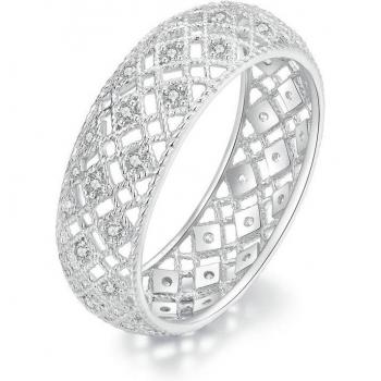 BAMOER Anello largo in argento sterling 925 con pavé di CZ