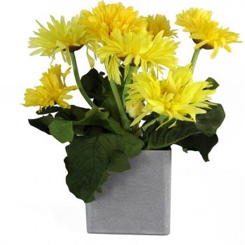 Potted Yellow Artificial Daisy (33cm High)