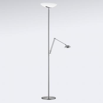 Lampadaire Lya Knapstein à éclairage indirect LED, nickel-chromé