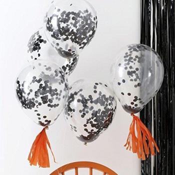 Halloween‑Schwarze Konfettiballons von Ginger Ray – 5 Stück, mehrfarbig