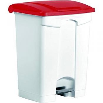 Helit Tret-Abfalleimer , the step, , 70 Liter, weiß/rot