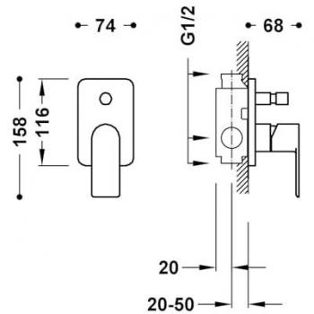 Tres - Mitigeur encastré doré mat 2 voies 20018001OM