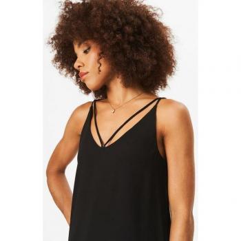 Gini London Women's Basic Black Strappy Cami - Small/Medium