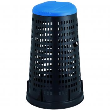 Stefanplast Trespolo con Coperchio, Nero/Blu, 53x53x87 cm