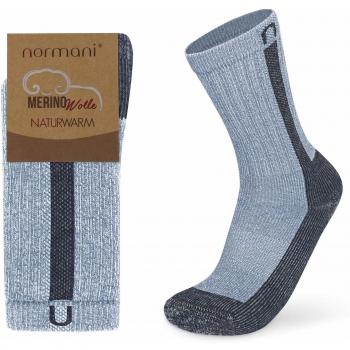 Normani Wander‑Socks 2‑Pack – Merino, Stabil, Blau/Grau, Größe 35–38