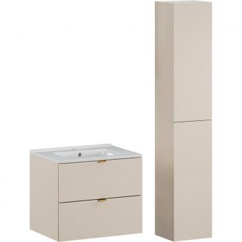 Meuble vasque encastrée avec colonne Azel Cachemire 60cm
