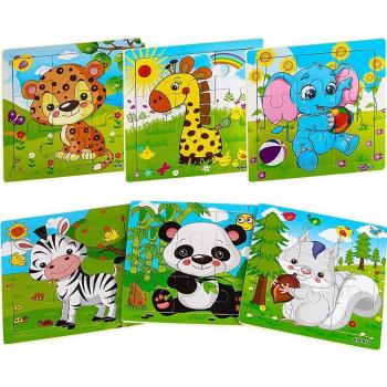Juego de rompecabezas de madera para niños de 2 a 5 años, 6 piezas