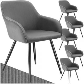 TECTAKE Dining Chair Marilyn - Grey/Black Set of 6