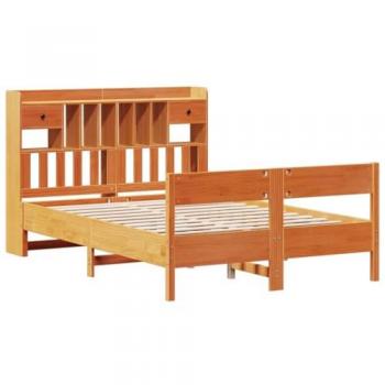 Bookcase Bed without Mattress Wax Brown 160x200cm Solid Wood Pine Vidaxl