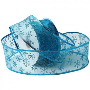 50 Yards/roll Sheer Wired Snowflake Ribbon for Party Decorations