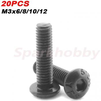 Accesorio YFS 20 Piezas Tornillo M3x8 Cabeza Hexagonal Negros