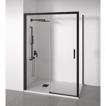 BELLOBATH Mampara de ducha angular 1 corredera + 2 fijos - Cristal templado 6 mm - Negro mate