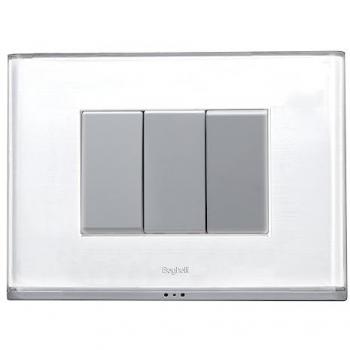 Beghelli Placca 3 moduli Brain bianco - luminosa + sensore blackout