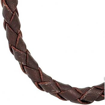 Leder Halskette mit brauner Kette und 60 cm Schnur, Karabiner aus 925 Sterling Silber