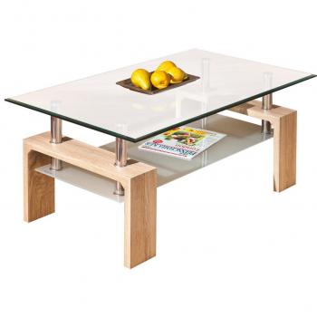 Beistelltisch aus Glas und Sonoma-Eiche-Nachbildung von Inter Link, 110 x 60 cm