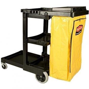 Carrito de limpieza Rubbermaid Commercial - 2 ruedas fijas y 2 giratorias, color negro