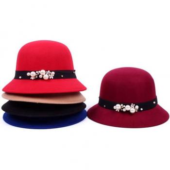 Sombrero de Ala Ancha “Otoño” con Detalle Perlas