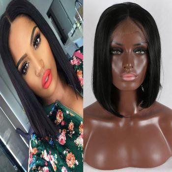 Perruque Bob Lace Front noire sans colle