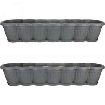 HTI-Living Blumenkasten Anthrazit 80 cm (2 Stück)