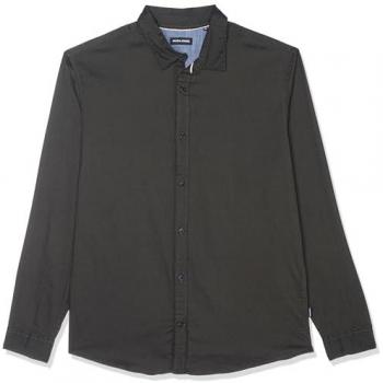 Jack & Jones Langarmhemd „JJEGINGHAM TWILL SHIRT L/S NOOS“ – Herren – N-Größe – Unifarben – Rundhals – Modisch