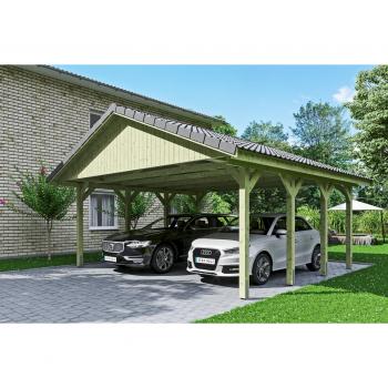 Doppelcarport SKANHOLZ Wallgau grün, 620 x 600 cm