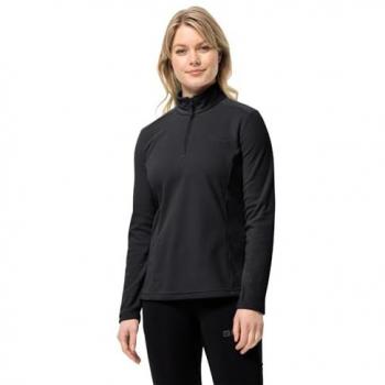 Felpa in pile con mezza cerniera Jack Wolfskin Taunus per donna, colore nero, taglia extra small