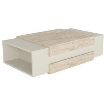 Beiger Granit-Optik Couchtisch Nora, 110x57x31 cm