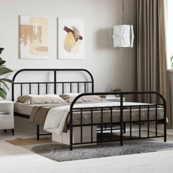 Estructura de cama metal negro con cabecero y pie de cama 150x200 cm