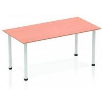 Impulse 1400mm Table with Beech Top and Silver Post Legs