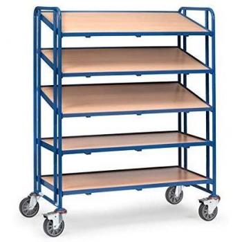 Chariot à bacs Eurobakken 1384, 5 niveaux, bois, 250 kg, 1250x610 mm