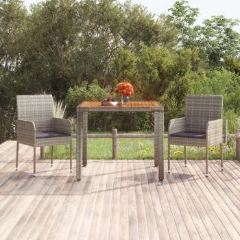 Vidaxl Gartentisch Mit Holzplatte Grau 90x90x75 Cm Poly Rattan